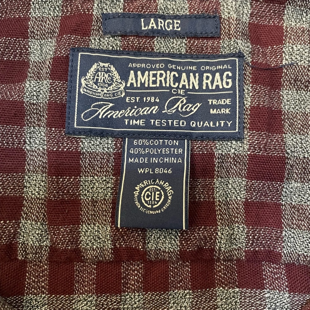 American Rag men’s long sleeve button up shirt purple & gray checks size Large - Picture 9 of 11